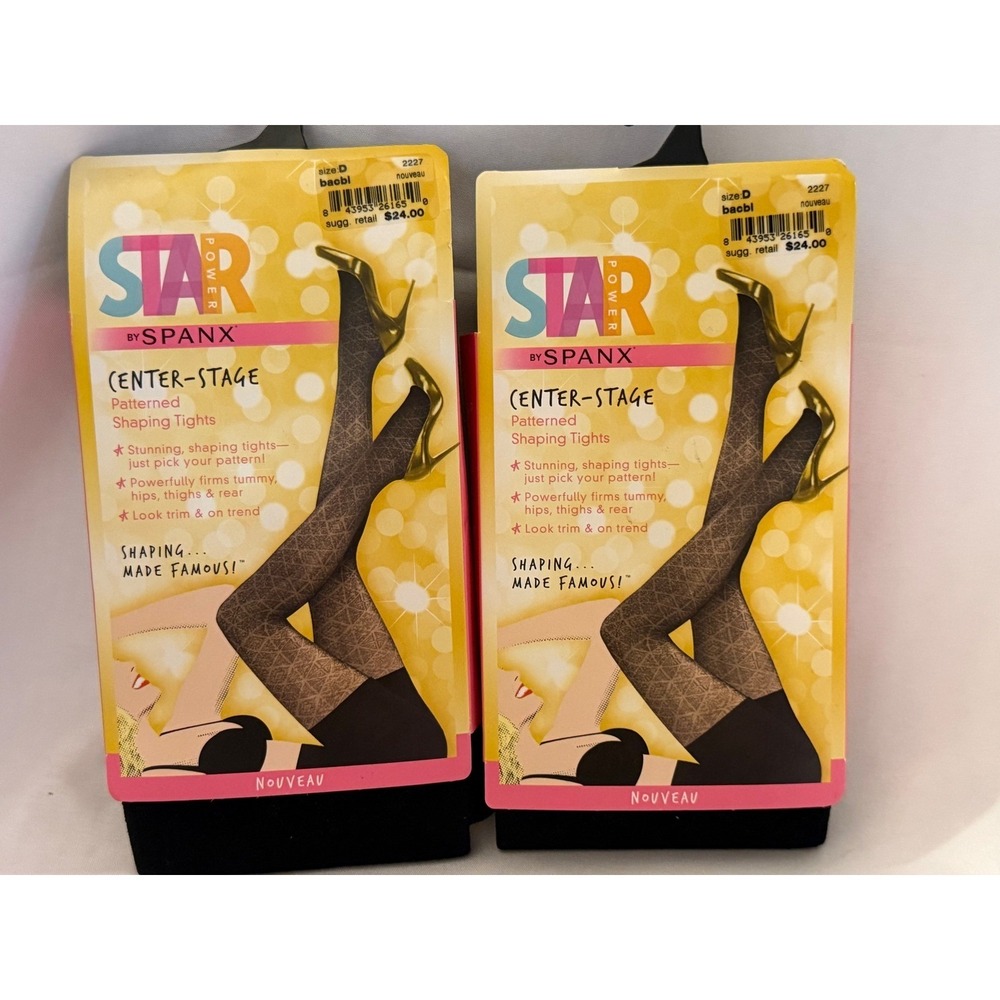 Lot of 2 Star Power by Spanx Enter-Stage Shaping Tights Nouveau Size D NWT